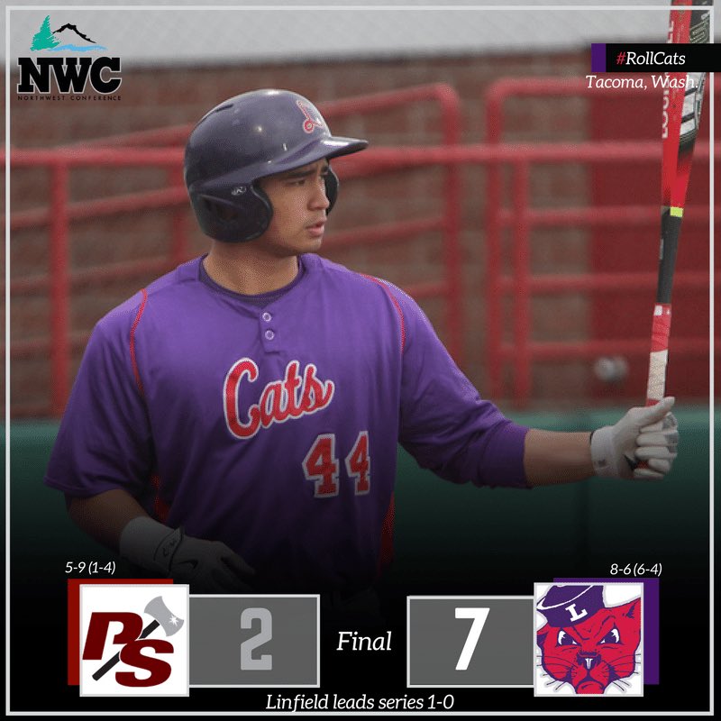 linfieldsports's tweet photo. BB | The 'Cats down the Loggers in game one. Game two from Tacoma is coming up next! #RollCats https://t.co/OBDLW5c1Qi