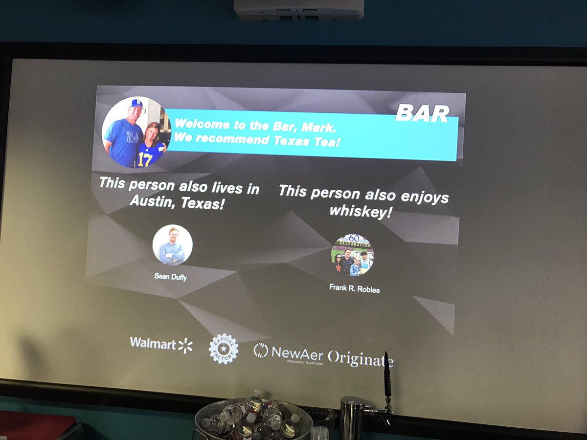 Smart use of mesh by <a href="/NewAer/">NewAer ProxPlatform</a> and FB by #Walmart to tell bartender I like Whiskey. Settled for a breakfast drink though.