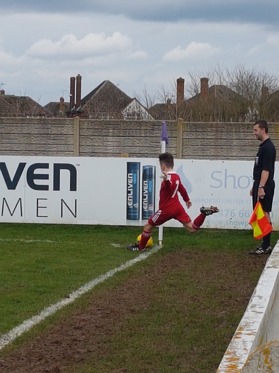 Sphinx Under 14's player Archie Ascroft takes a corner in today's League Cup Final #UTS
