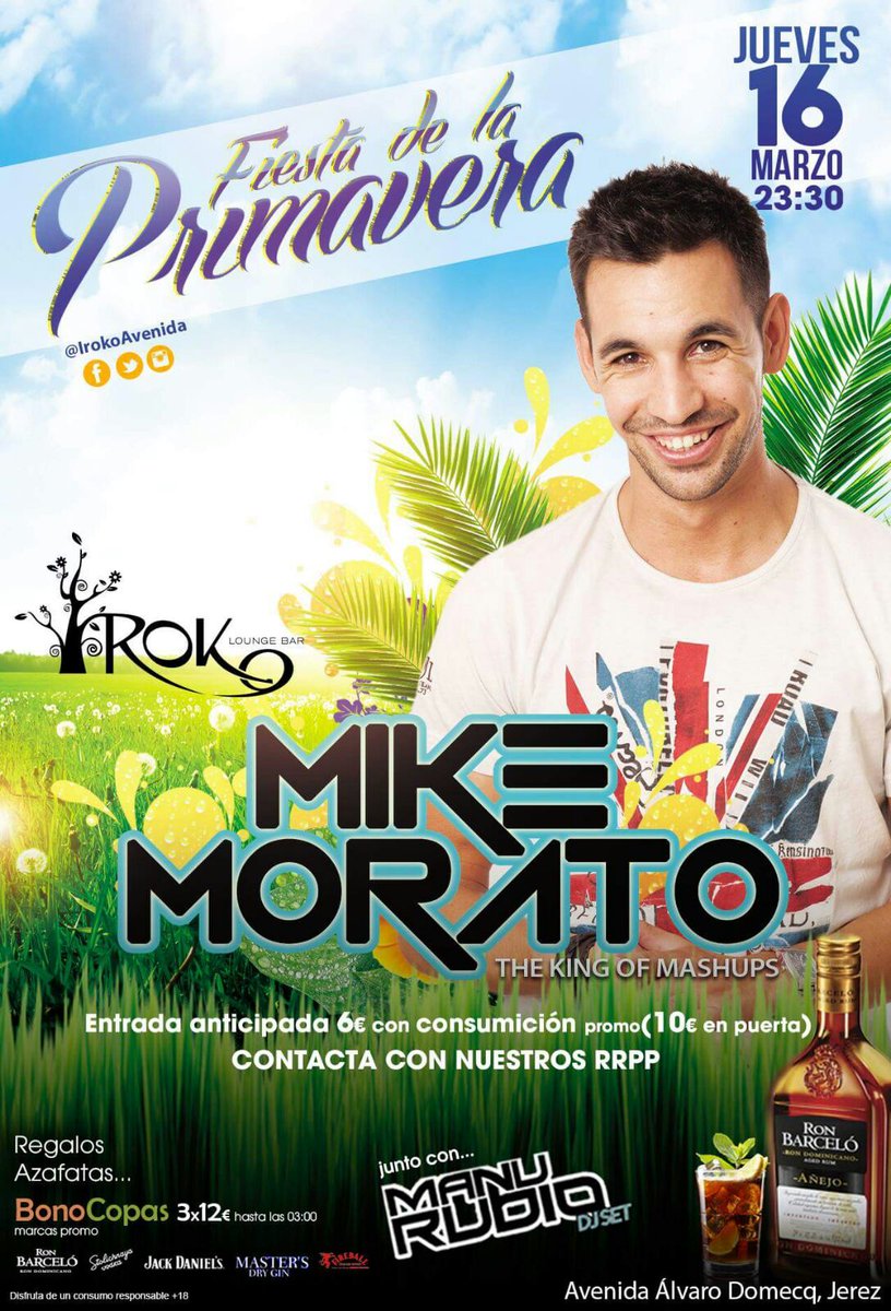 LurdesIroko's tweet photo. 🌸🌺¡¡¡FIESTÓN DE LA PRIMAVERA ESTE 16 DE MARZO EN @IrokoAvenida !!!🌸🌺
- Con @MikeMoratoMusic 
- 6€ + CONSUMICIÓN 🍸
+info ➡ 654271569 https://t.co/9oQDFH45xT