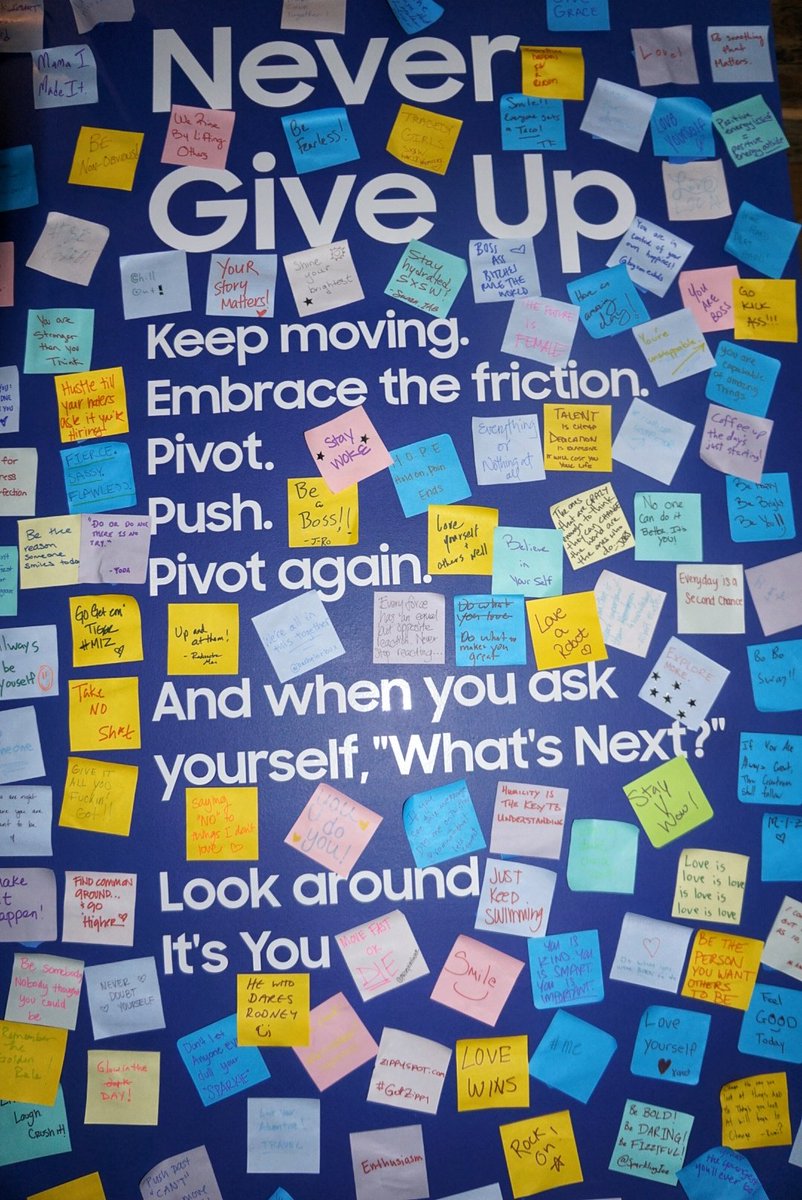 perlajones's tweet photo. "Never give up" @FastCompany  #SXSW https://t.co/bnm7Zucr0x
