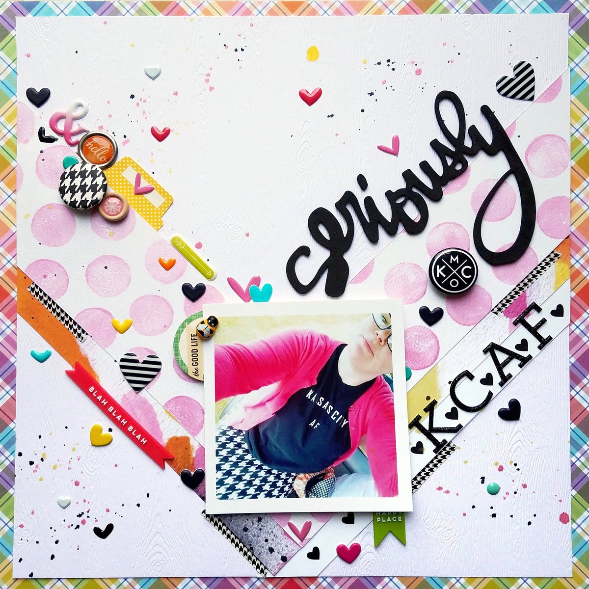 cassieflora's tweet photo. My take on Scraplift Sunday @paperissues. Love that plaid rainbow paper! #scrapbooking #paperissues https://t.co/9X3ZEHE77U