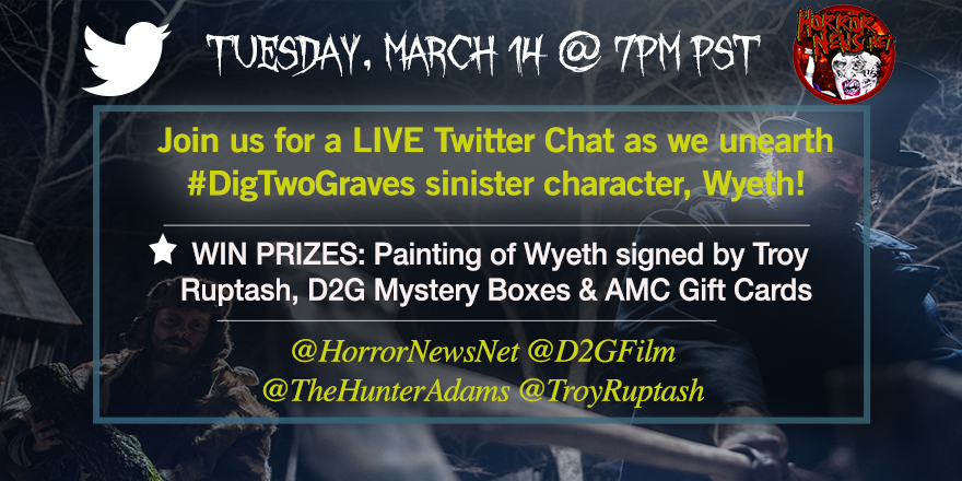 D2GFilm's tweet photo. Grab your shovels &amp; #DigTwoGraves. Help us spread the word about our Twitter chat! TY! @HMmonster @IrishFilmCritic @BleedingCritic 💀 https://t.co/iHxDSXZI2j