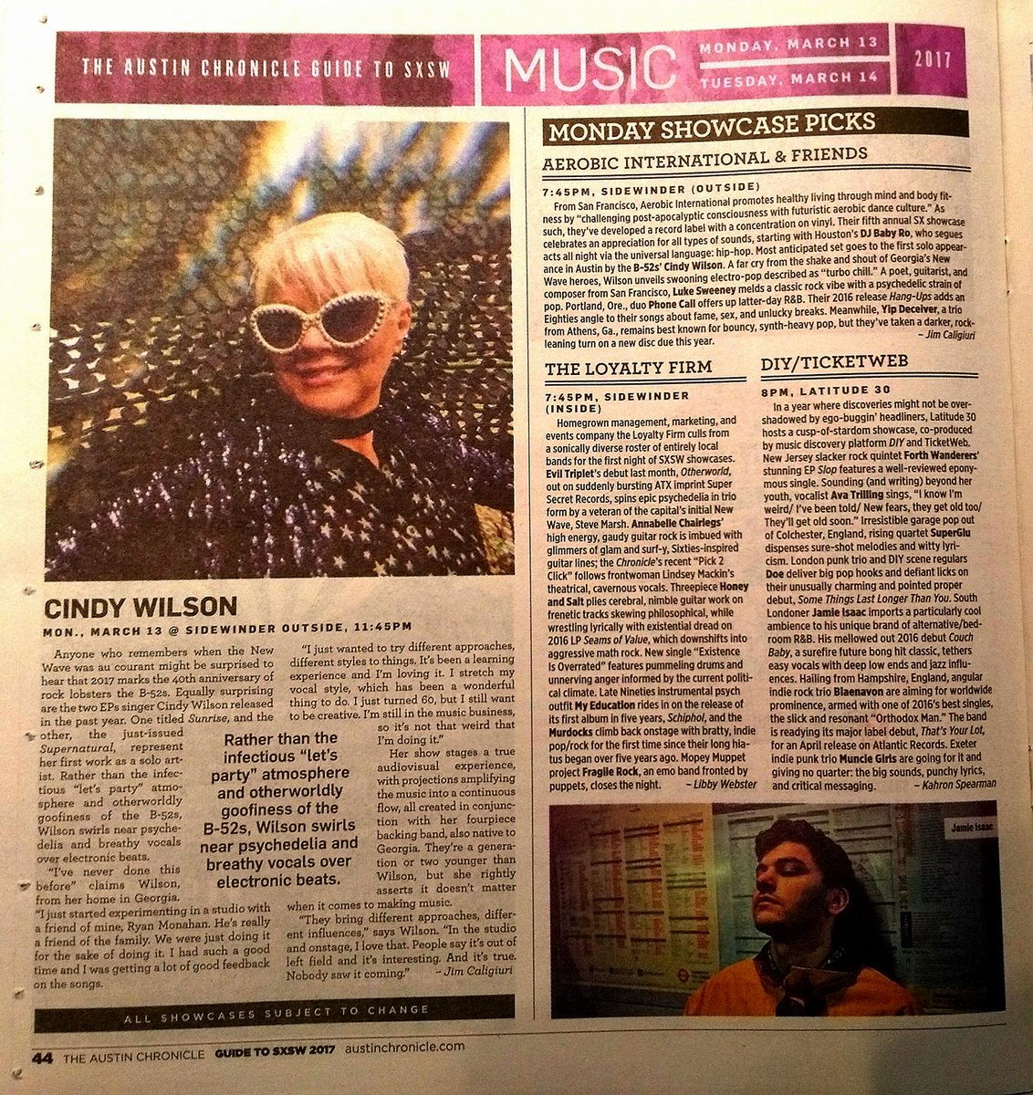 Thank you <a href="/AustinChronicle/">Austin Chronicle</a> &amp; Jim Caligiuri for the mention! Check out this feature on Cindy Wilson + our event is a SXSW Mon Showcase Pick!