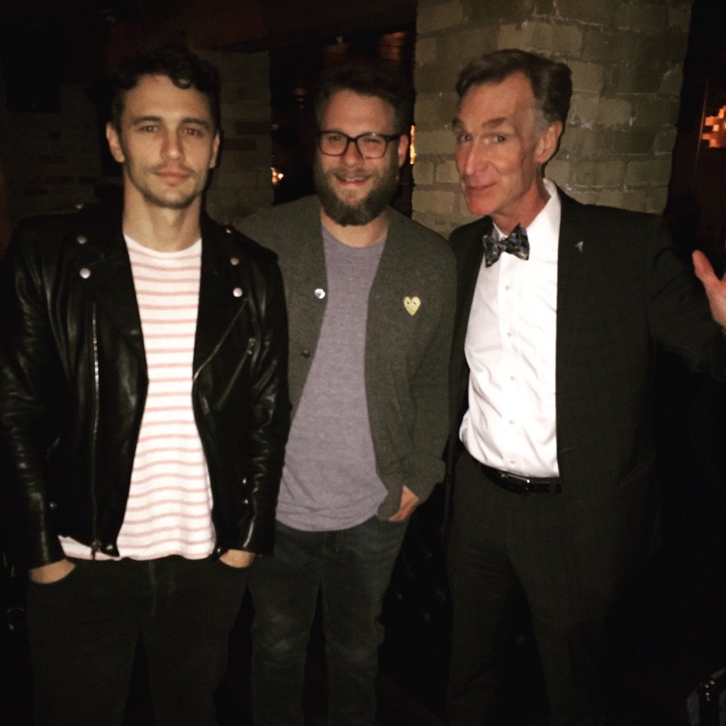 So <a href="/Sethrogen/">Seth Rogen</a>, James Franco and <a href="/Billnye/">Bill Nye</a> walk into an Italian joint #itsnotmagicitsscience #thefunstartswhendinnerends #sxsw