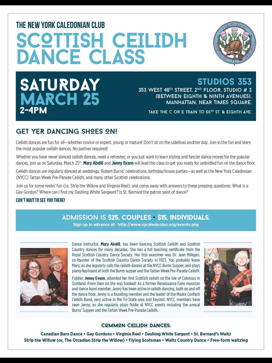 Ny Caledonian Club On Twitter Ceilidh Dance Workshop Is Almost
