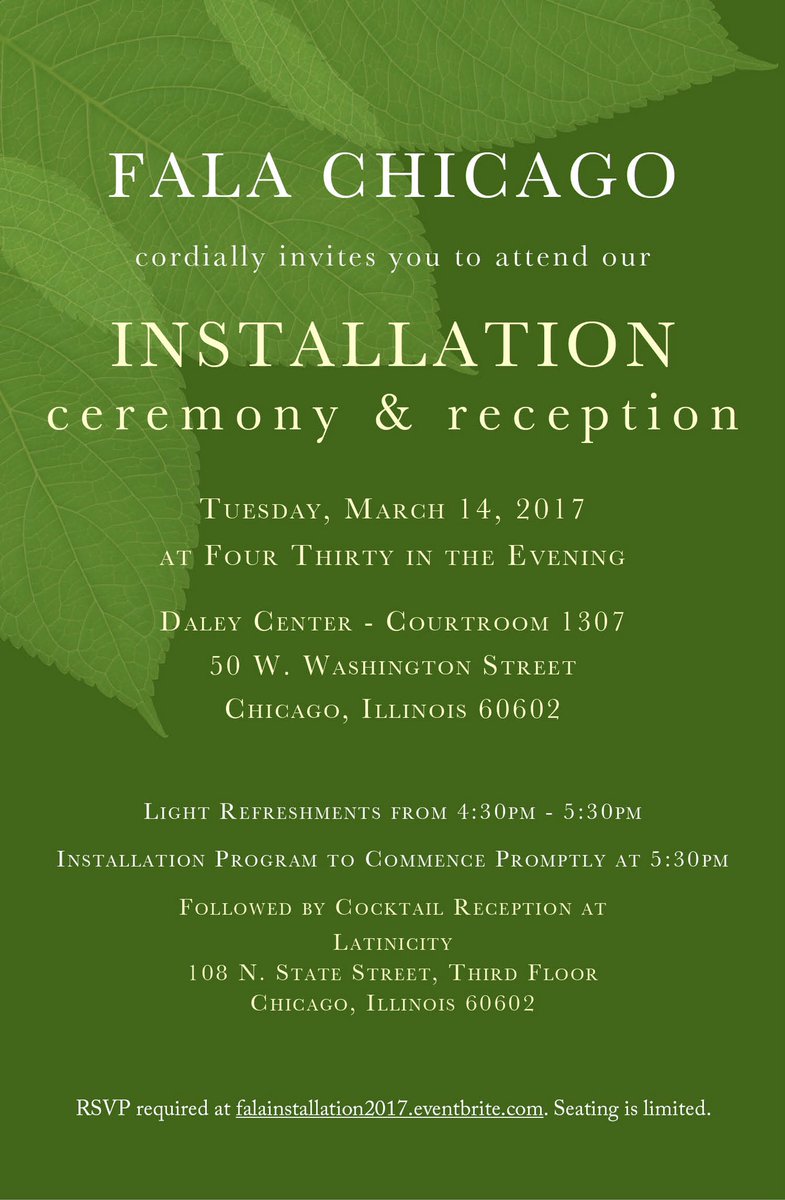 JessOBrienIL's tweet photo. Come join us this 3/14/17-all CC judges have been invited - CJ Timothy Evans &amp; Judge Wright to administer oath. Space limited: RSVP today! https://t.co/CFqIGch2tl
