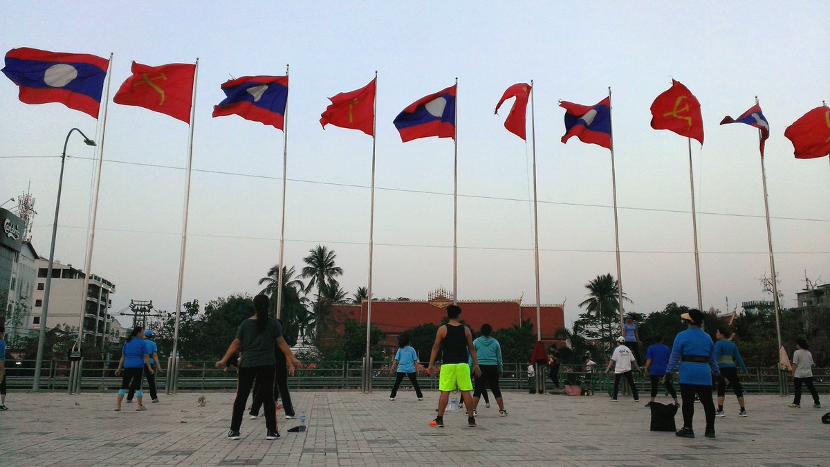 TravelWandering's tweet photo. Each evening there's free #zumba by the #Mekong; Vientiane, Laos https://t.co/uM5QvPy2Yi