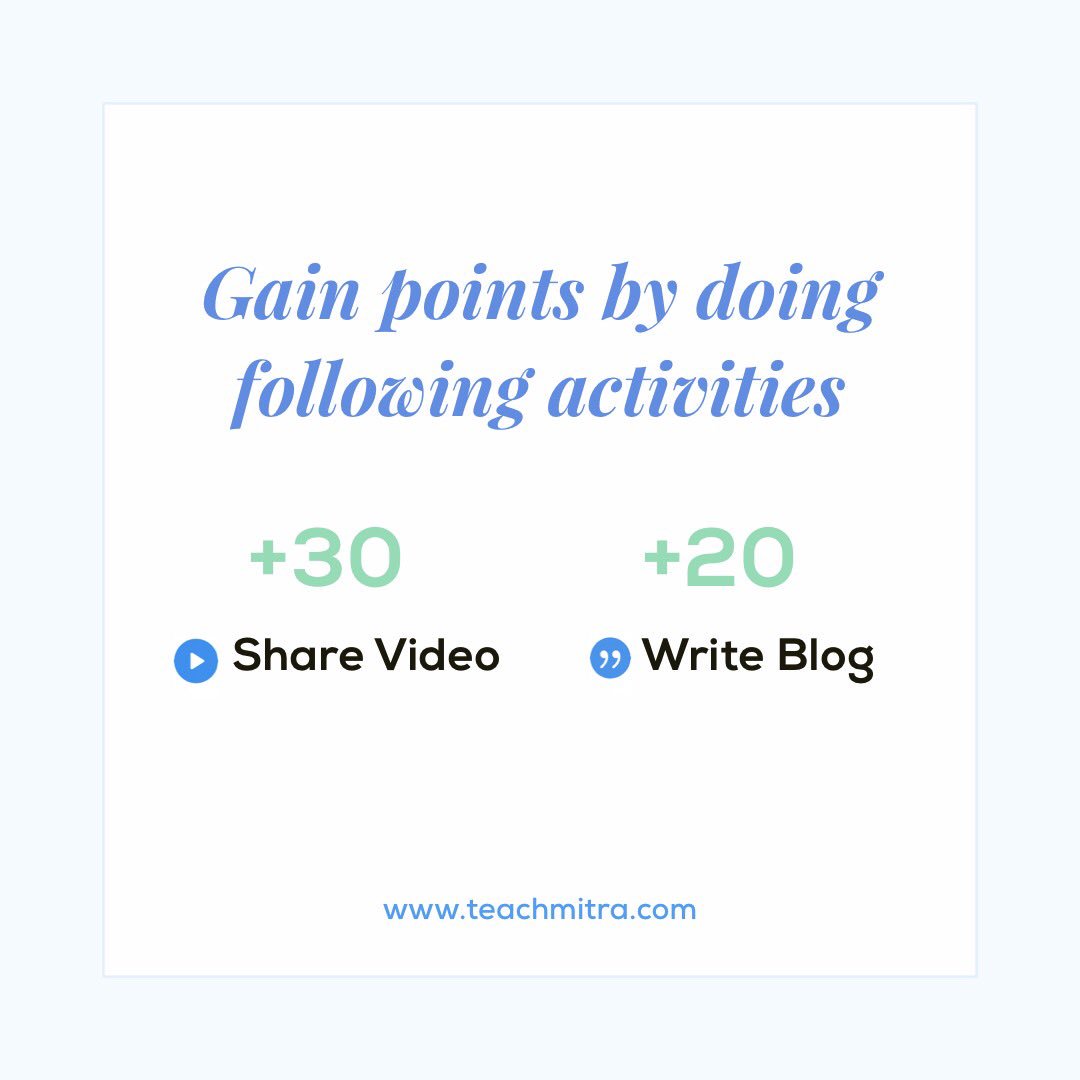Teachmitra's tweet photo. Here is how you can gain points! π You can use points to learn or redeem it! π― #learn #teach #teachmitra
Join- https://t.co/QS4naGsorf π https://t.co/wdKpbQXEep