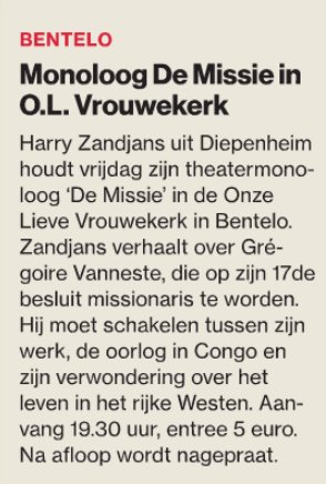Monoloog De Missie in O.L. Vrouwekerk