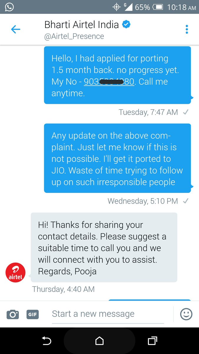 sudeshbest's tweet photo. Thank you @airtelindia for letting me know of ur service before porting to airtel. @reliancejio- can I port to Jio now?? https://t.co/Xc1vB8zxaj