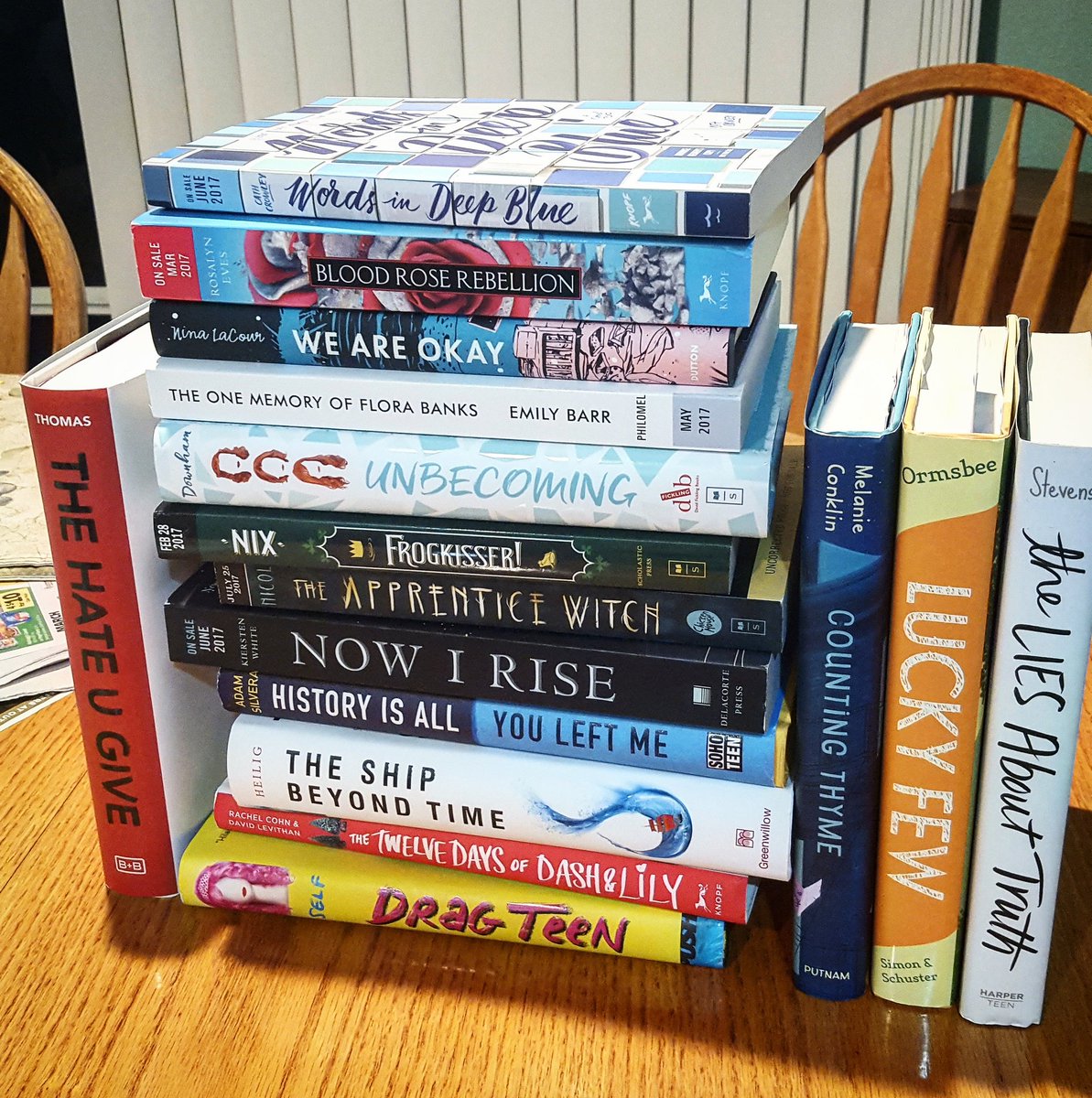 CodyRoecker's tweet photo. Holy books!! Books that arrived whilst I was at school &amp; some from #seya2017 @acthomasbooks @Kathsby 

SO excited to read these! ❤ y'all !! https://t.co/xniCRFecZI