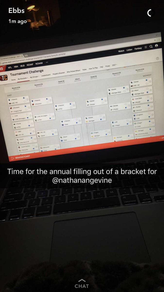 nathanangevine's tweet photo. She may have had a better bracket than me the last two years😅 @EmilyBasden https://t.co/XS6PKboIzK