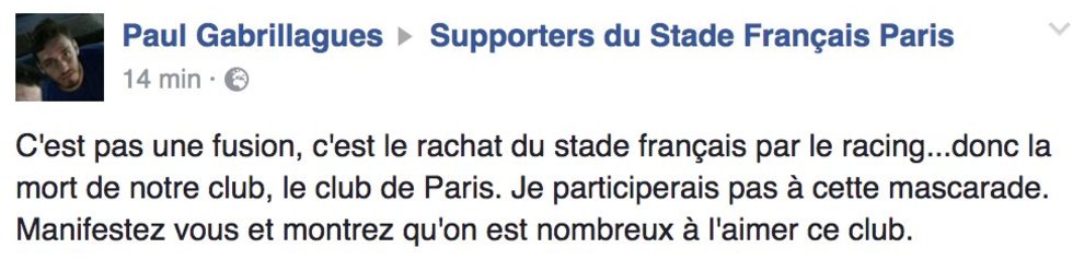 L’avis de Paul Gabrillagues, joueur du Stade Français, sur la fusion