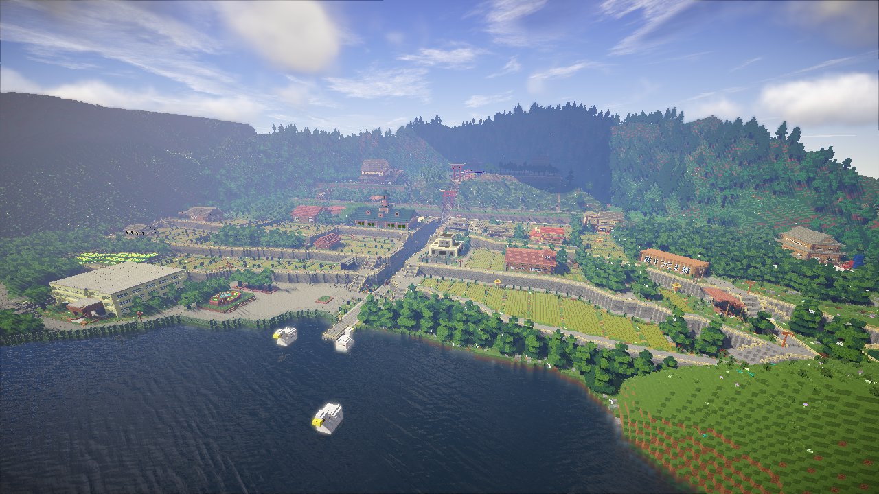 Kokopy Minecraftで君の名は の糸守町を作ってみました マインクラフトの描画距離やブロック等の関係上 原作の糸守町とは多少異なりアレンジを多々加えているので完全再現ではありません 追記でマップのダウンロードページを添付します 是非一度ご
