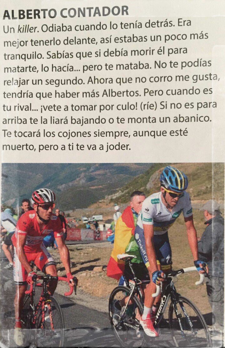 Purito escribe sobre Contador