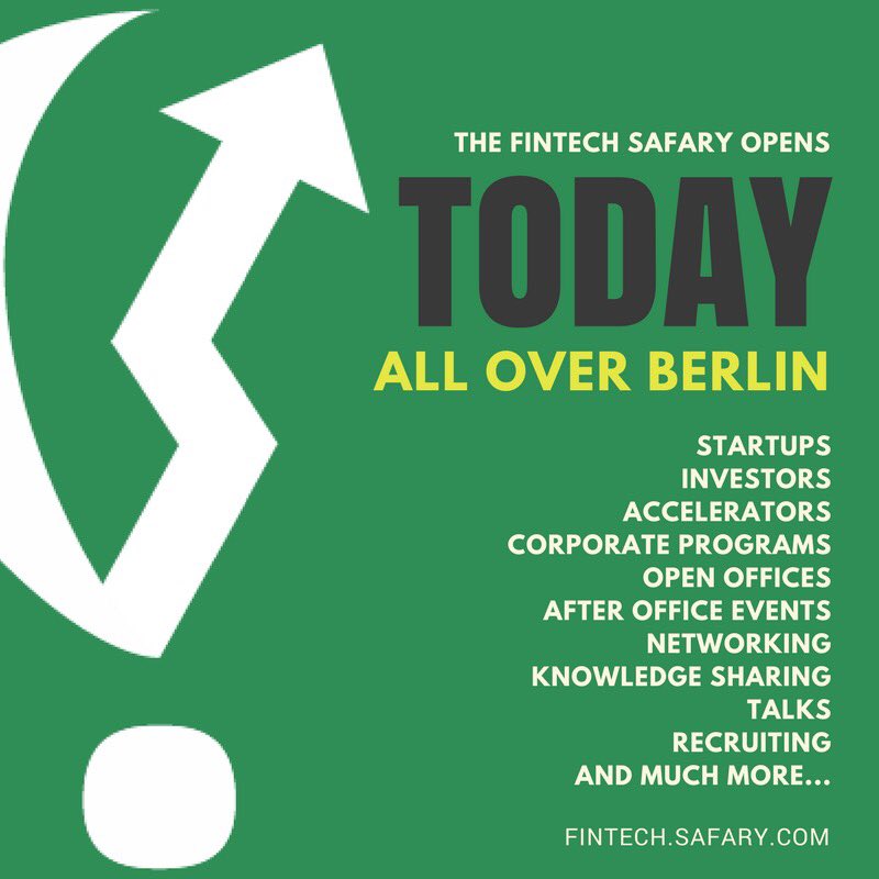 We wish everyone at #fintechsafary2017 an awesome two days in #Berlin visiting <a href="/Companisto/">Companisto</a> <a href="/smava/">smava</a> @GTECberlin <a href="/bonify_de/">bonify</a> and many more!