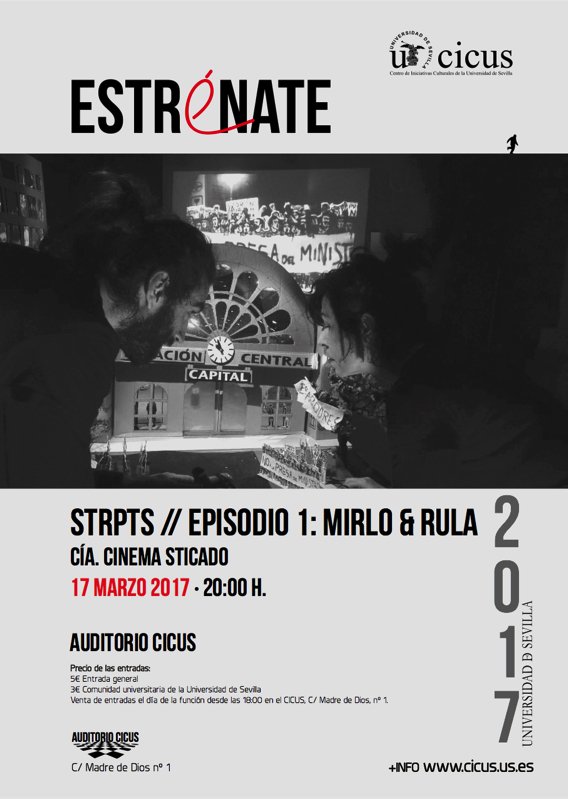 CICUS_'s tweet photo. 📢Abrimos #sorteo📢: #entrada doble de #teatro para 'STRPTS, episodio 1: Mirlo &amp; Rula' ¡Participa!😉 ➡️ Síguenos y RT https://t.co/1WMtX07Lmr https://t.co/YYKrWTkAva