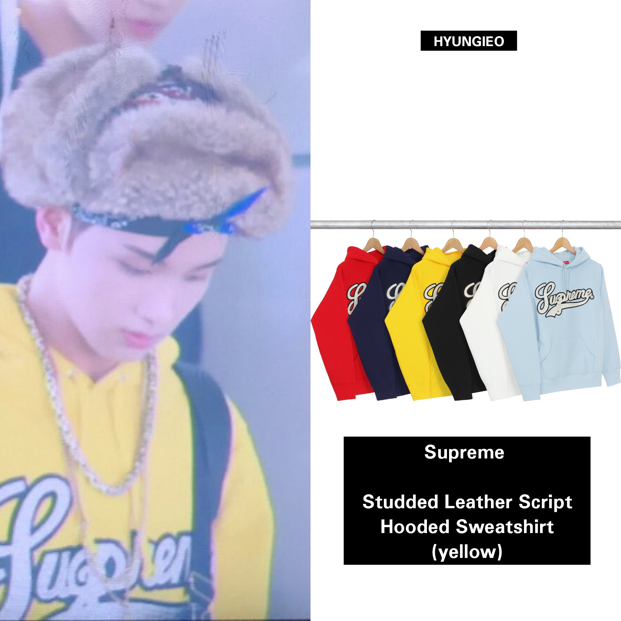 supreme studded leather script hoodie