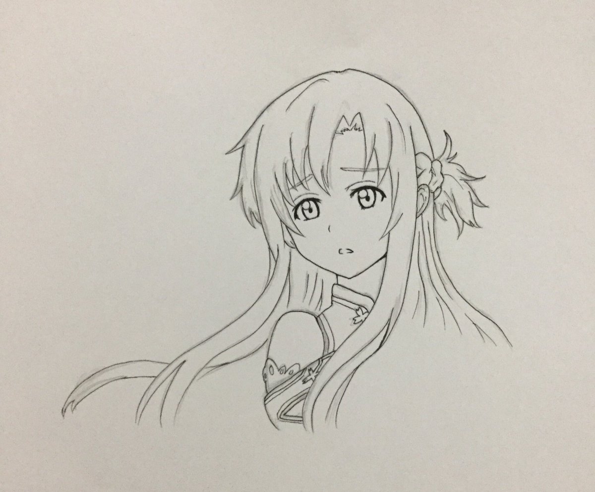 心愛ココ 声優 アニメーター 久々にイラスト 鉛筆かきからの ペン書き 0 ソートアートオンラインの アスナ描いたよっ ๑ ๑ これから色ぬりも していきますよーーー アスナ Sao Saoオーディナル スケール