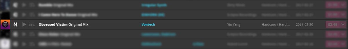 Today's news "Obsessed Victim" track is #44 position on #beatport "Hardcore / Hard Techno"! 
-Grab your copy here : btprt.dj/2kZQKez