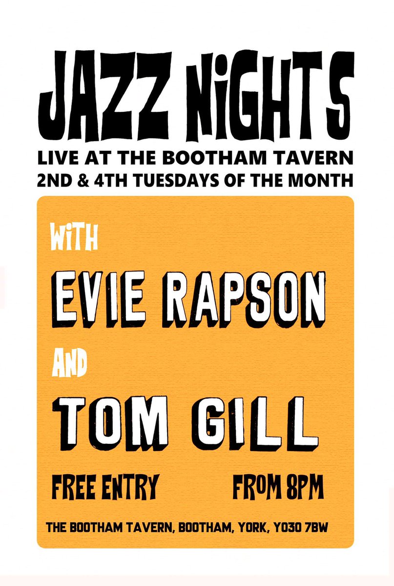 Tomorrow night we have Evie and Tom from <a href="/bramblenapskins/">The Bramble Napskins</a> back for the third of our jazz nights. Free entry <a href="/Jazzinyork/">Jazz in York</a> #jazz #york