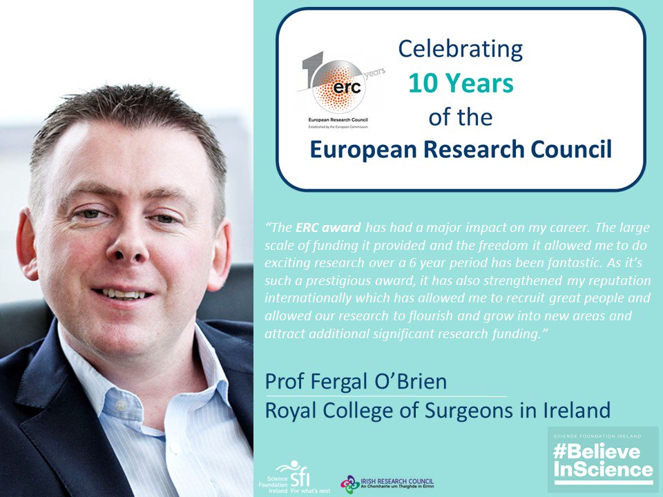 Researchirel's tweet photo. Celebrating #ERC10yrs by showcasing Irelandโs success - @fjobrien from @RCSI_Irl explains the impact of his @ERC_Research award #ERCWeek https://t.co/TRxjkWka5y