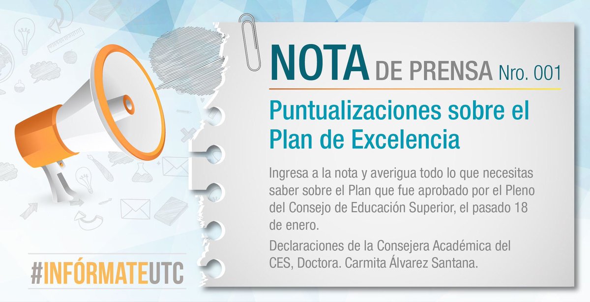 ExcelenciaUTC's tweet photo. ¿Quieres aclarar tus inquietudes sobre la ejecución del Plan de #ExcelenciaUTC? Aquí te lo contamos #InfórmateUTC >> https://t.co/AJnywHip0r https://t.co/Z5s6V2kcKp