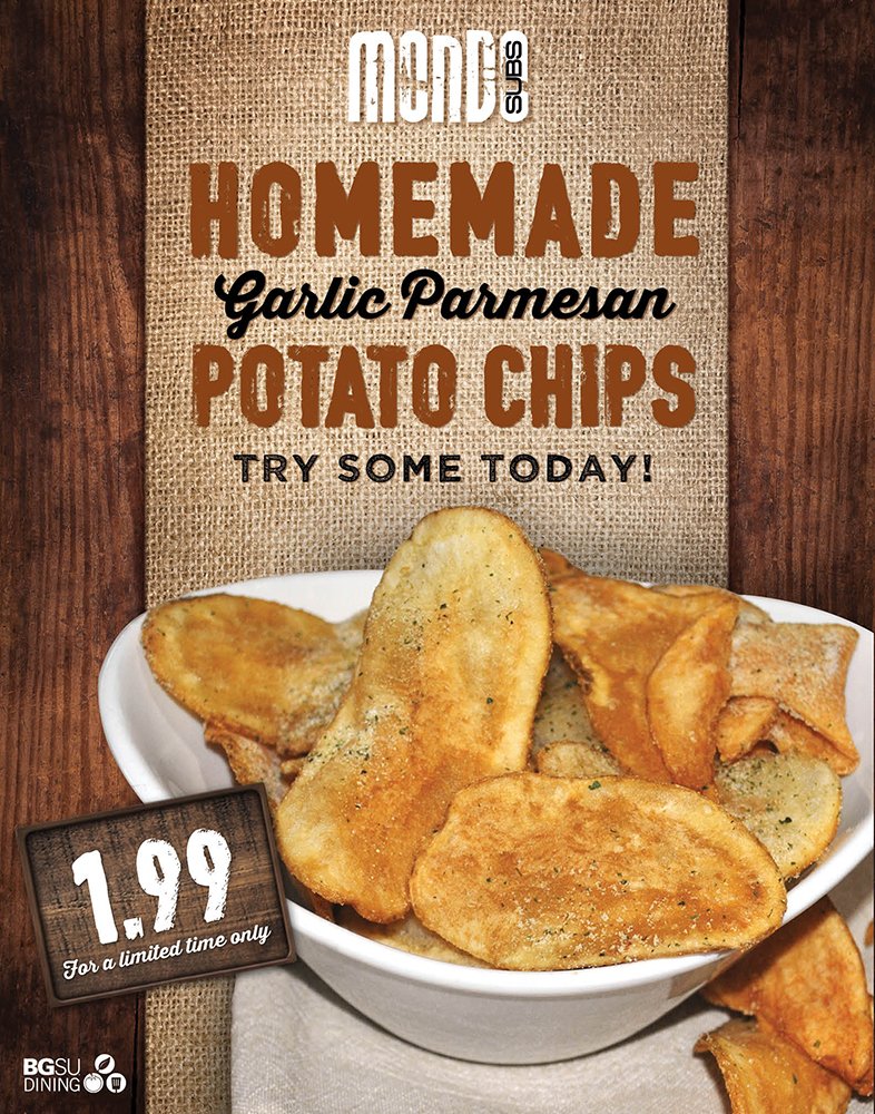 Bgsu Dining On Twitter Homemade Garlic Parmesan Potato Chips You Read That Right Now At Mondo The Nest For A Limited Time Only Get Some Today Https T Co Tm7wndxysq