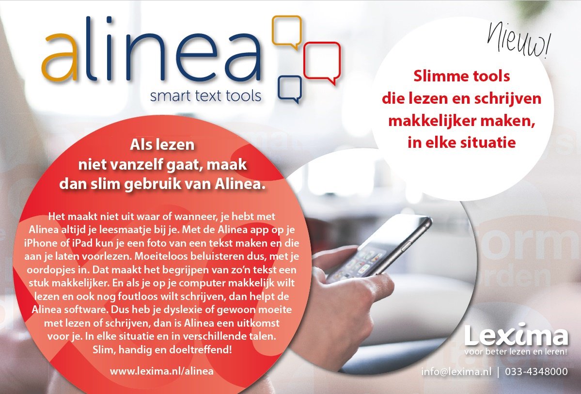 Lexima lanceert #Alinea: Maak n foto met je mobiel van de tekst. Overbodige tekst veeg je weg en je beluistert alleen de benodigde tekst.