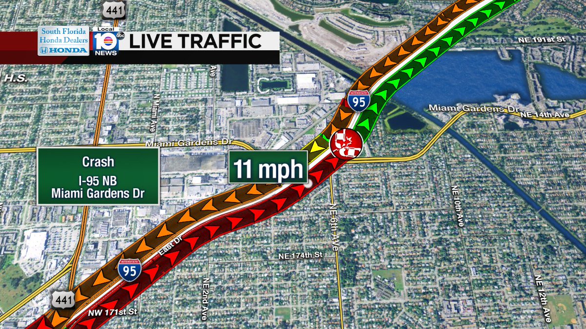 Crash on I-95 NB at Miami Gardens Dr #traffic https://t.co/yMXETg8BMX
