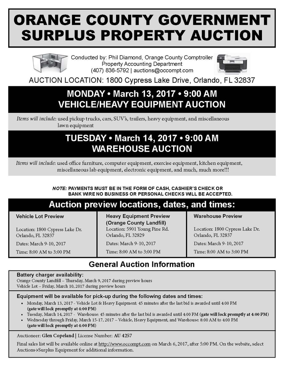 Oc Comptroller Fl On Twitter Day 1 Of The Surplus Auction