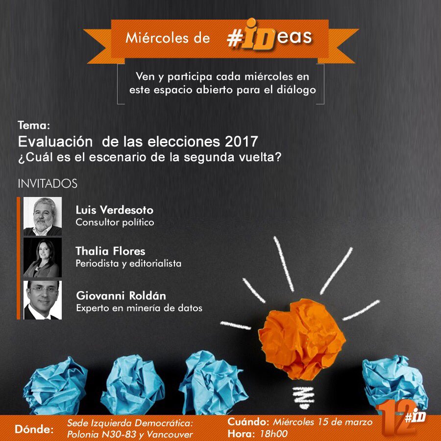 IdPichincha12's tweet photo. Acompáñanos este 15 de Marzo en  nuestro miércoles de ideas, estan todos invitados #IDeas https://t.co/xpT6lnxsBd