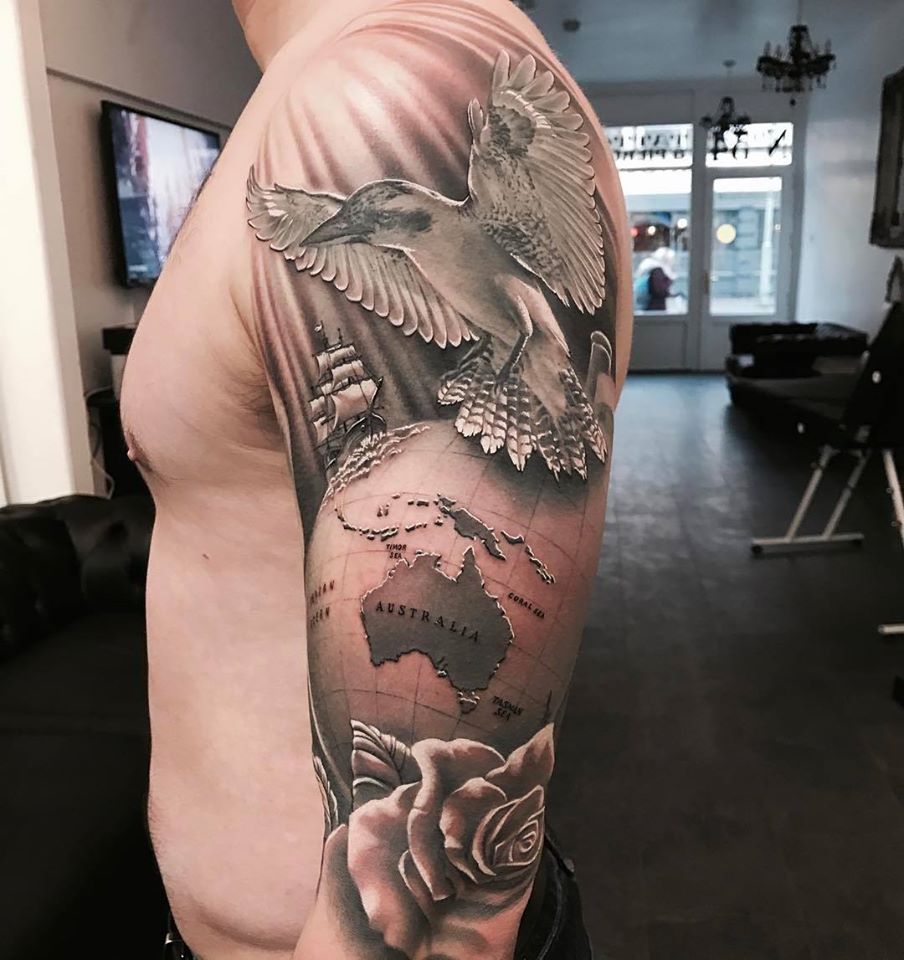 Crispy black &amp; grey piece by artist Meehow Kotarski! @meehowtattoo
Join us! SAVEMYINK.COM/artists