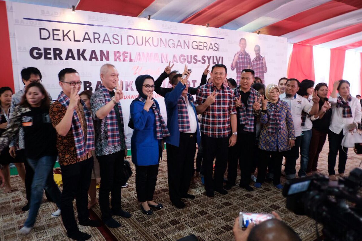 Terima kasih atas dukungan dari Gerakan Relawan Agus Sylvi untuk pasangan Ahok Djarot. Kita bergandengan tangan memajukan Jakarta