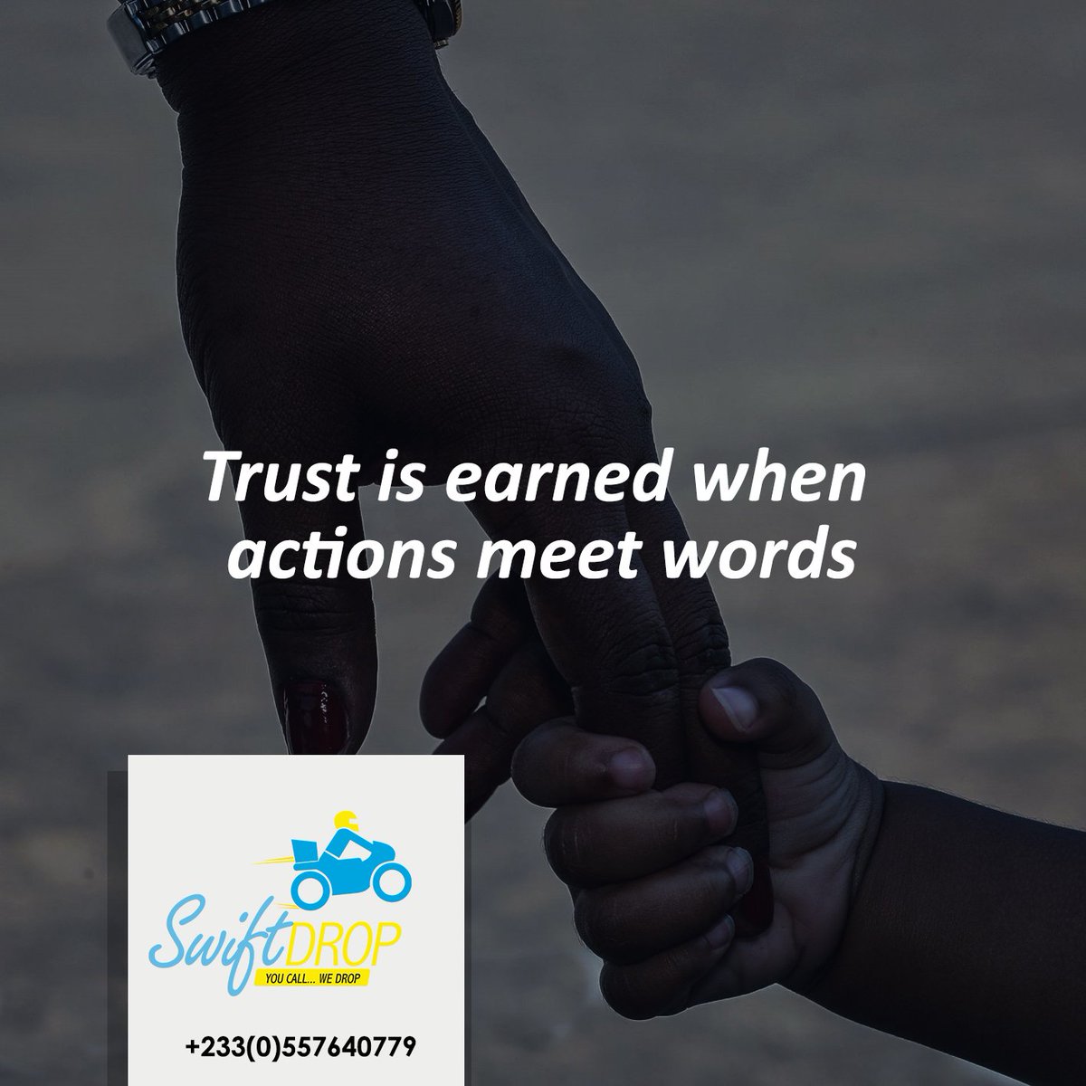 SwiftDropgh's tweet image. At #swiftdrop it&apos;s not about words. Your package and documents are safe with us. Call us on +233(0)557640779 #youcallwedrop