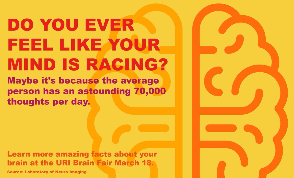 universityofri's tweet image. In honor of #BrainWeekRI &amp;amp; URI&apos;s BrainFair March 18, we’re sharing some mind-blowing facts all week long to celebrate: