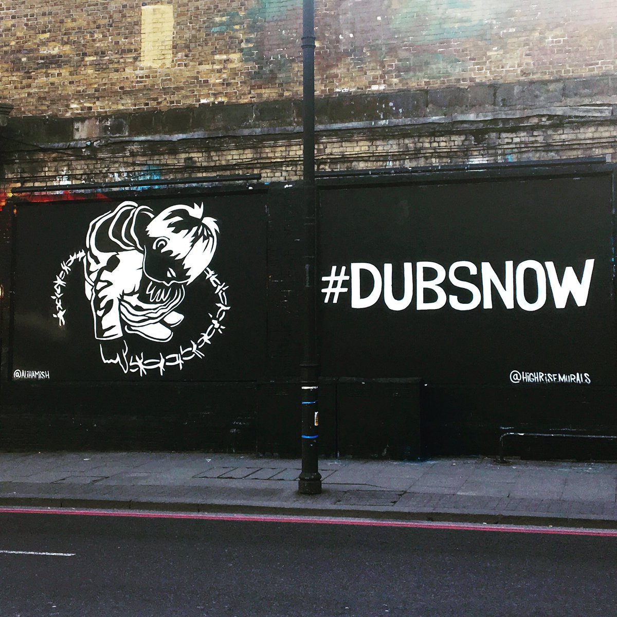 On Shoreditch Art Wall now! 🖤 #dubsnow #chooselove