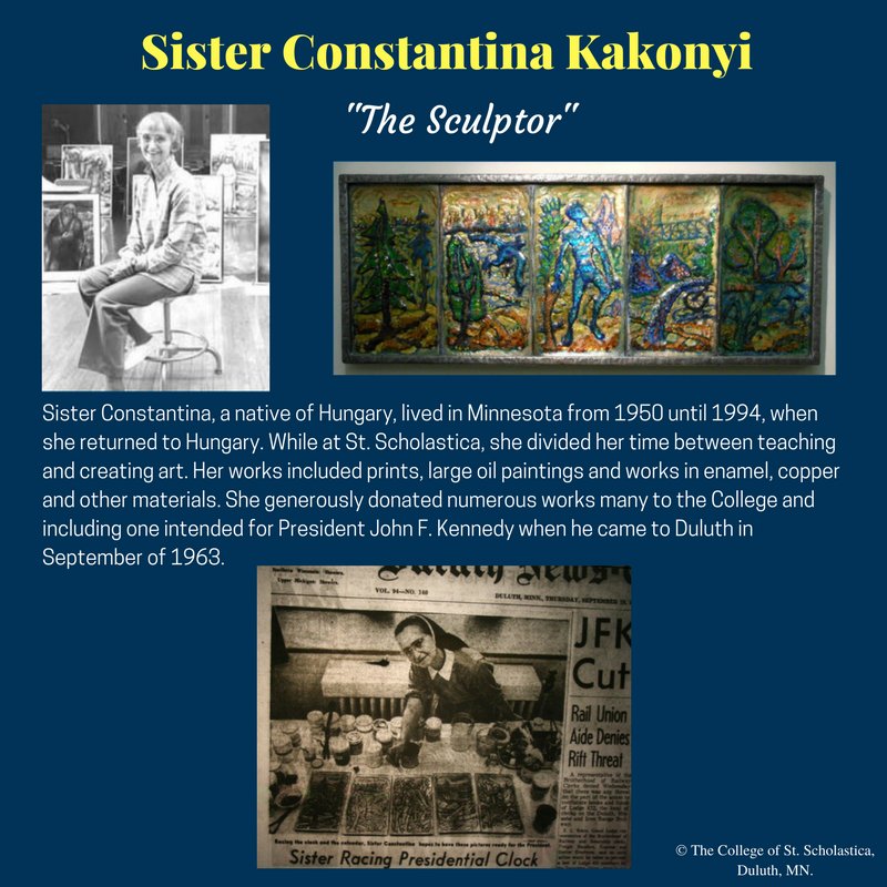 CSS_Lib's tweet photo. Celebrating the legacy of Sister Constantina Kakonyi, an artist of many talents. #CSSLibraries #CSSArchives #CSSAlumni #WHM #NCSW2017 @NCSW https://t.co/Sl6loAWnpm