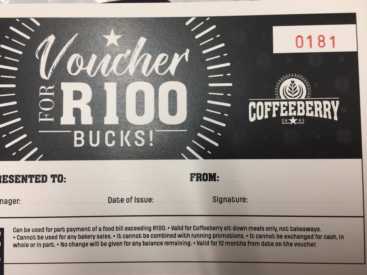 This week we're giving away 2 x R100 Coffeeberry vouchers. Check out our Facebook page for details on how to enter!