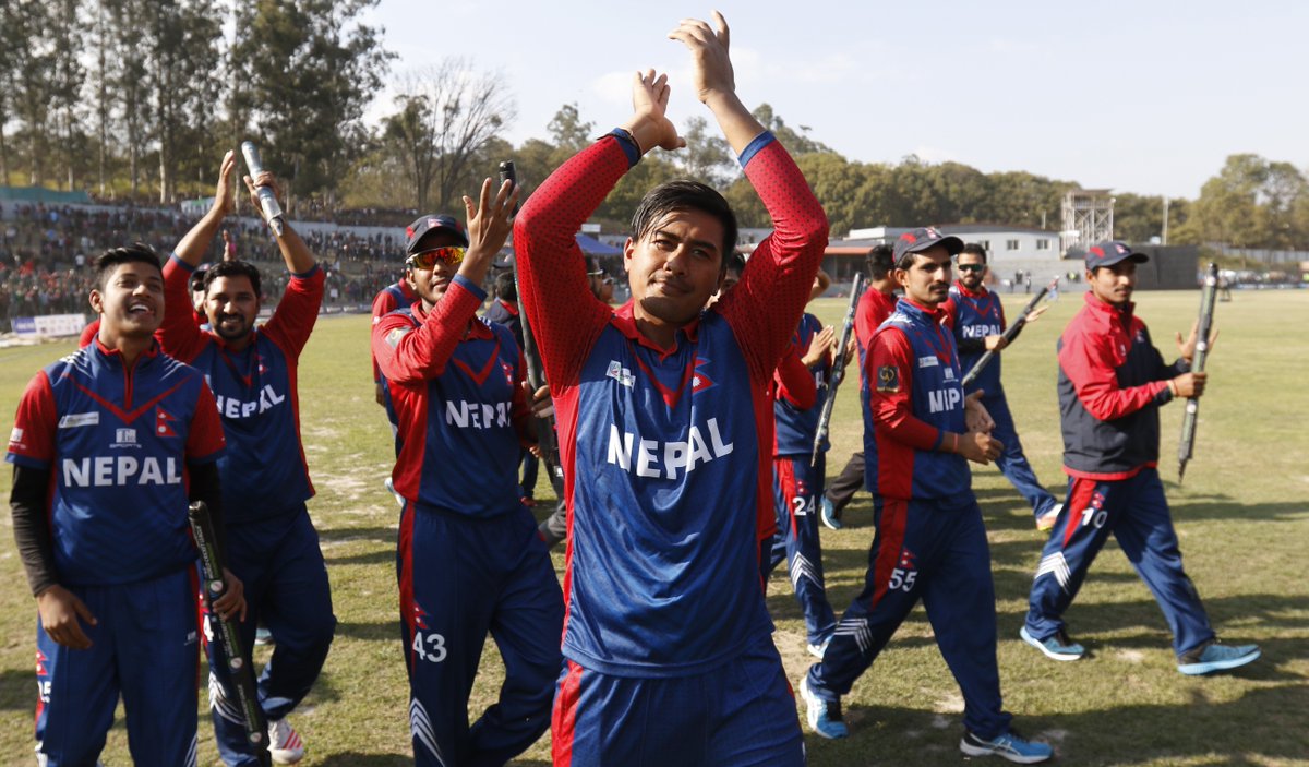 Sharad Vesawkar took his first international wickets with 4/28 to give Nepal victory over Kenya in the #WCLC bit.ly/WCLC36-Report