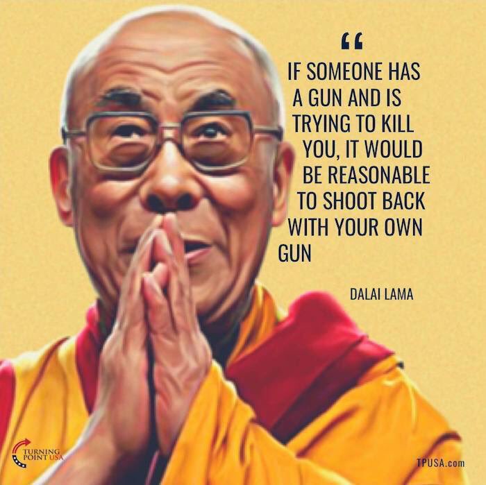 GrapevineYRO's tweet photo. A message on the right to bear arms from the world's most peaceful man https://t.co/OuImgU79oJ