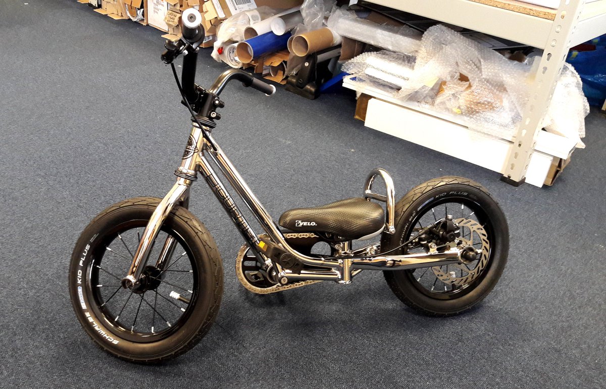 These bikes are designed and built by <a href="/Curtisbikes/">Curtis Bikes</a> for people with #dwarfism, we were shown one with our stickers on today. Awesome project!