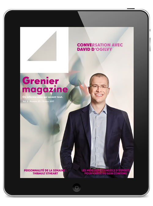 Le nouveau numéro du Grenier Magazine est disponible! En couverture, David Aubert de @OgilvyMontreal. bit.ly/mag13mars