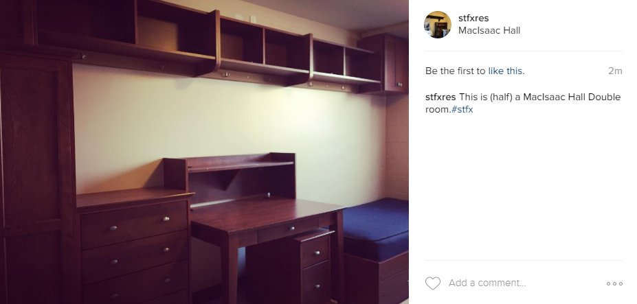 StFXRes's tweet photo. Thank you to all of our new Instafam! We've been fielding new student requests for photos, like this MacIsaac double room #stfx #MacIsaac https://t.co/hWGjjjQjft