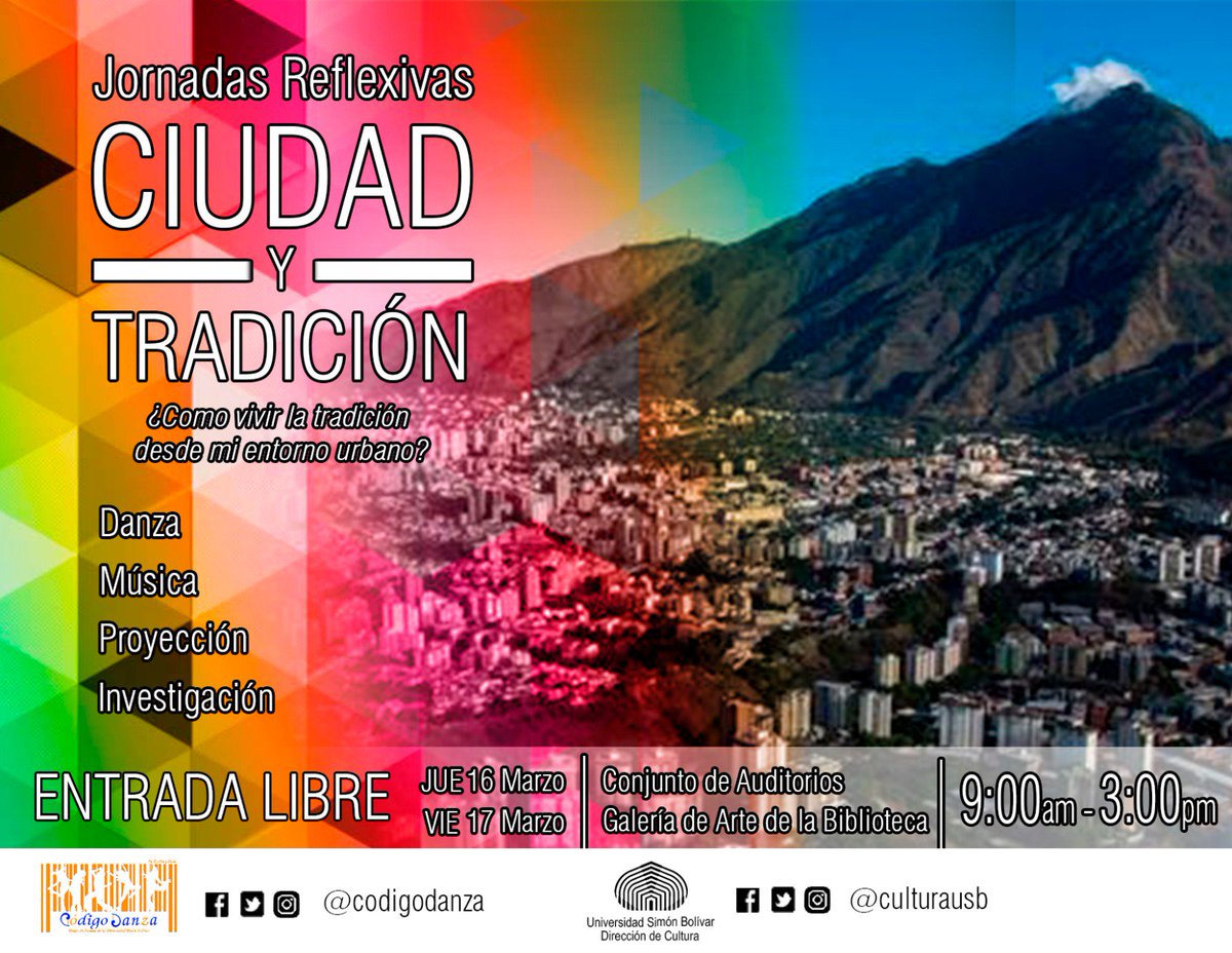 amalia38's tweet photo. Acompañanos esta semana en nuestra 1era Jornada Reflexiva #CiudadyTradición en la #USB tendremos invitados de lujo! https://t.co/UDVMYYeauJ