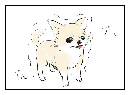 犬と女の4コマを描きました。【4コマ漫画】チワワの震えを止める女｜オモコロ  