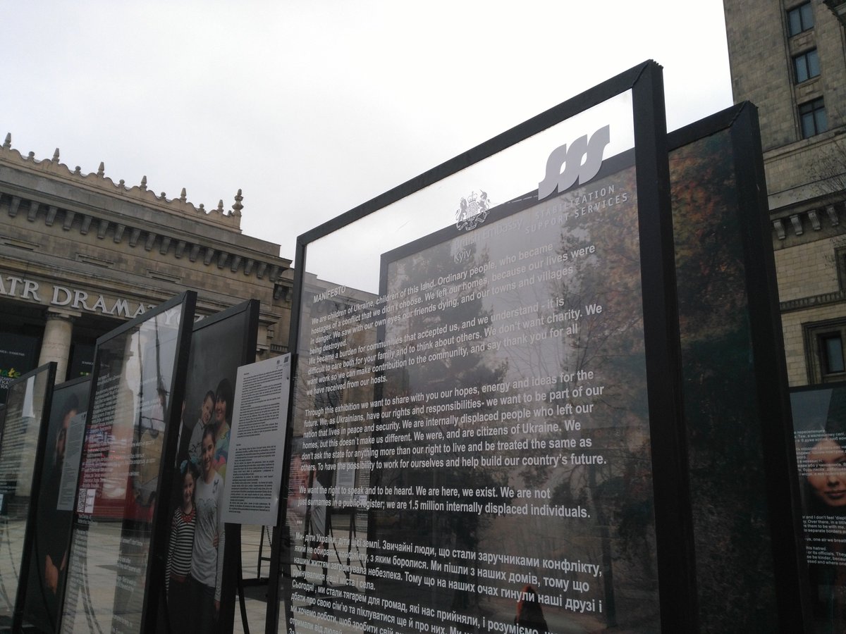 Displaced_12's tweet photo. #displacedUA is in Warsaw! And we are ready for the opening! Visit the exhibition at the Plac Defilad till March 22nd https://t.co/plSTgZc71X