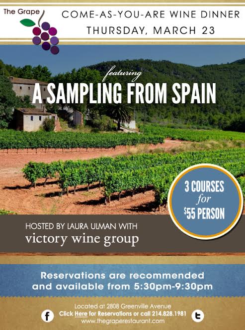 SusieDrinks's tweet image. Join @TheGrapeResto for their monthly Come-As-You-Are Wine Dinner hosted by @victorywinegrp. events.susiedrinksdallas.com/events/2017/3/…