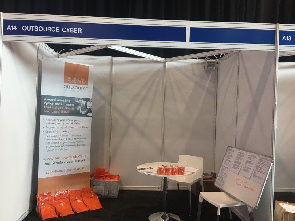 LadyCyberRosie's tweet photo. Outsource are ready! #CyberUK17 @CYBERUKevents @RebeecaJane https://t.co/LMOI5NP53K